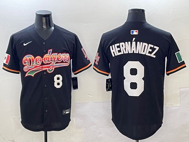 Men Los Angeles Dodgers #8 Hernandez Black rainbow Nike 2025 MLB Jersey style 4->los angeles dodgers->MLB Jersey